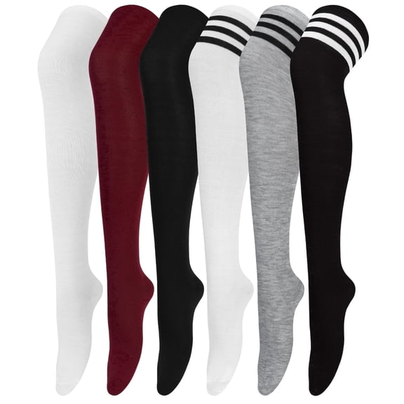 Loritta 6 Pairs Thigh High Stockings Womens Knee High Socks, Over the Knee Socks, Style C