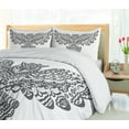thumbnail image 5 of Ambesonne Owl Print Duvet Cover Sets, Monochrome Open Wings, 2-Queen, Dimgray and White, 5 of 7