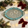 thumbnail image 5 of Cififendec Christmas Vintage Decorative Mirror Tray, Ornate Embossed Premium Mirror Dish for Xmas Vanity Table Accent Styling, 15.35"×9.65", Blue, 5 of 6