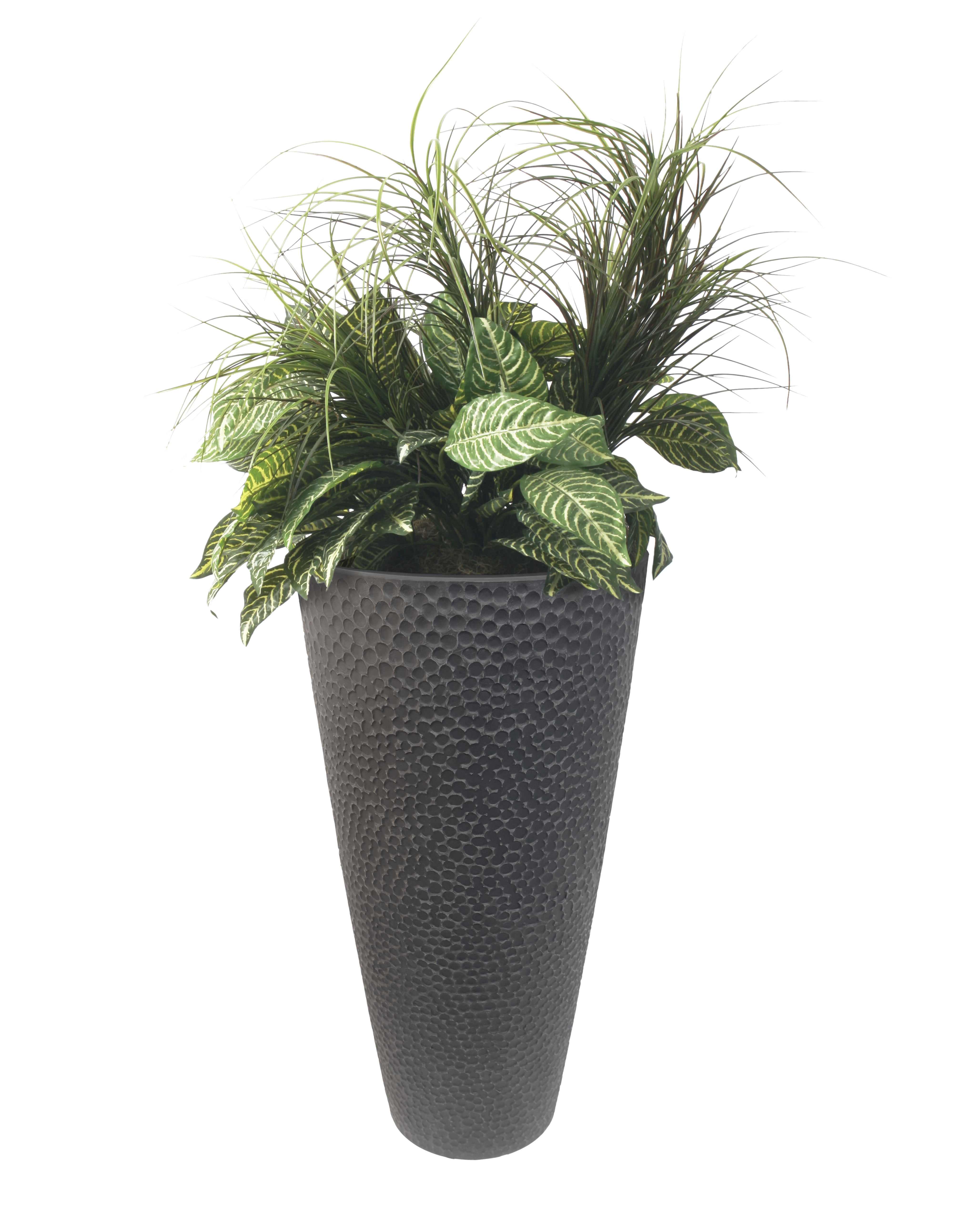 Valencia 28" Hammered Vase Planter, Charcoal
