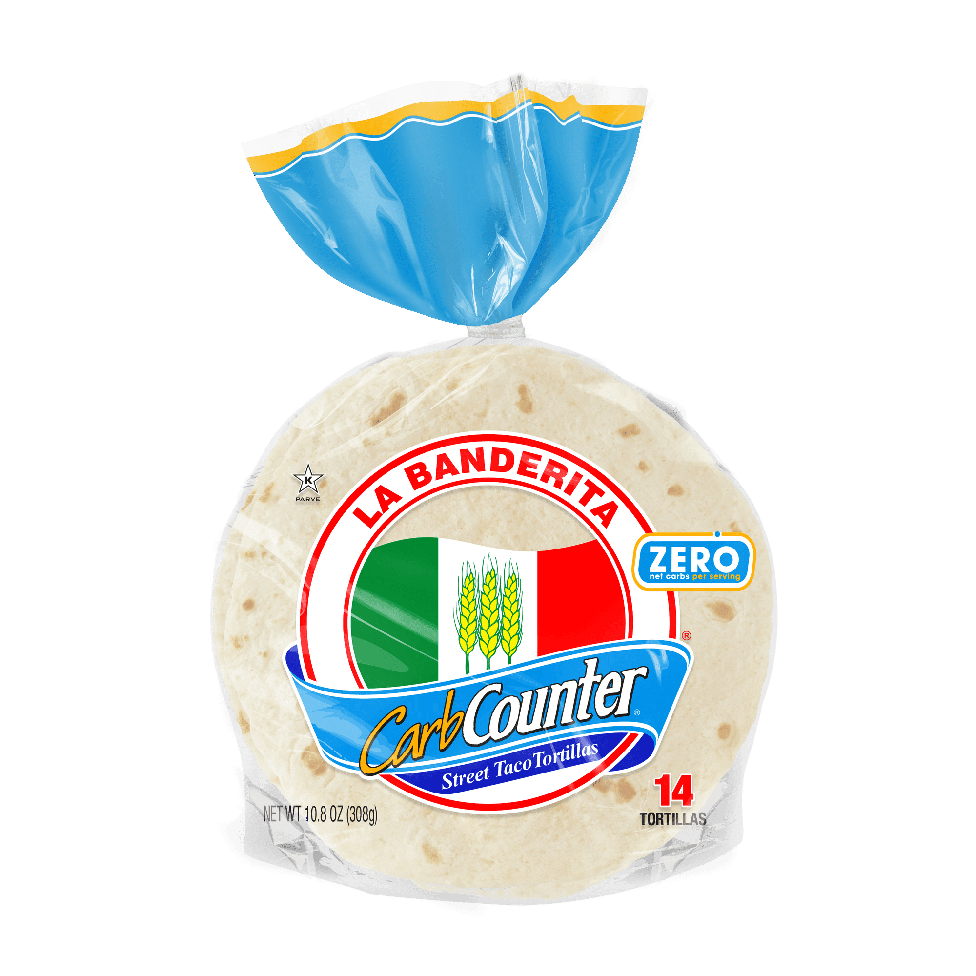 La Banderita Carb Counter Whole Wheat Tortillas - 8 Count, Keto Certified, Low Net Carb, High Fiber (4 Pack Case)