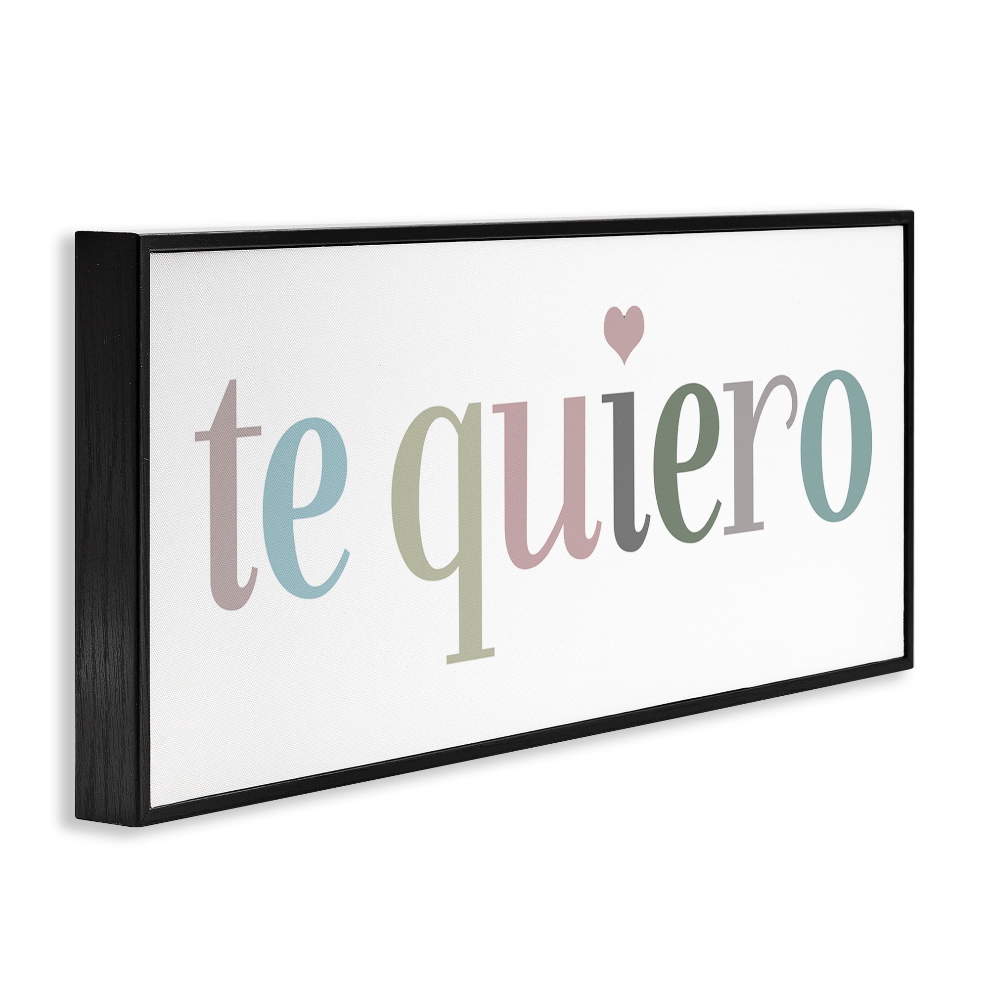 Stupell Industries Te Quiero Romantic Spanish Typography Painting Black Framed Art Print Wall Art, 30 x 13