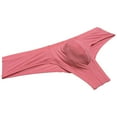 thumbnail image 3 of Botmois Men Stripe Thin Ice Silk Bikini Briefs Panties Enhance Pouch Underwear Underpants Light Watermelon Red L, 3 of 3