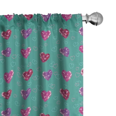 Ambesonne Valentines Curtains, Celebration Romance, Pair of 28"x95", Red Fuchsia Teal