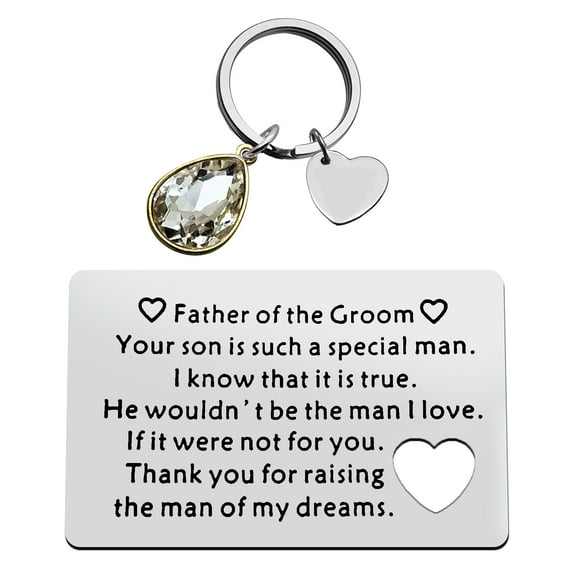 Father of The Groom Gift Engraved Wallet Card for Father in Law from Bride Thank You For Raising The Man Keychain Wedding Gift Appreciation Card for Father of The Groom Birthday Christmas Gift