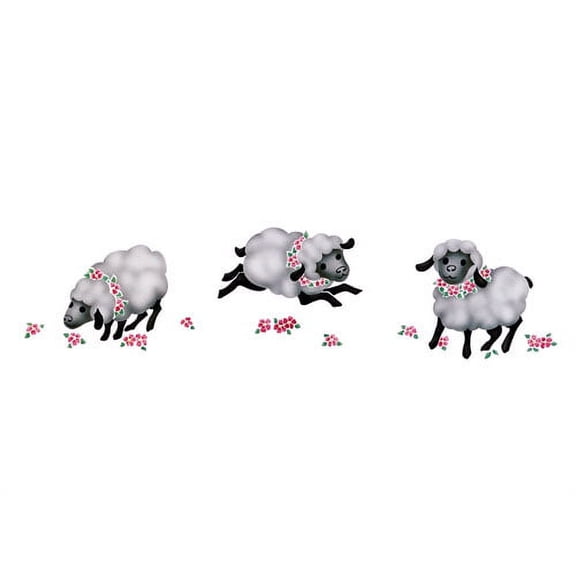 The Mad Stencilist Romping Lambs Wall Stencil; TMS112