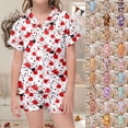 thumbnail image 6 of JIAYUE Girls Halloween Pajamas Elegant Adorable Print With Buttons Notch Collar Cozy Short Sleeve Tops And Shorts Sleepwear Set Casual Loose Home Sleep Lightweight Loungewear,10-11 Years, 6 of 8