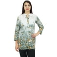 thumbnail image 2 of Phagun Women's White Floral Digital Printed Long Sleeve Tunic Casual Top - 4, 2 of 8