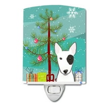 Caroline's Treasures BB1581CNL Christmas Tree and Bull Terrier Ceramic Night Light, 6x4x3", multicolor