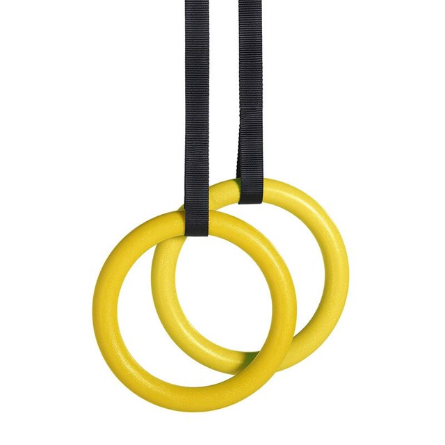 1 Pair ABS Gymnastic Rings Pull-up Gym Rings for Body Strength Fitness Power Chin Up Training Crossfit Workout2 yellow rings He Qiyong unisex