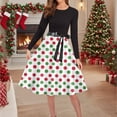 thumbnail image 2 of Idoravan Evening Dresses for Women Women's Christmas Printed Round Neck Long Sleeve Dress White2 M, 2 of 6
