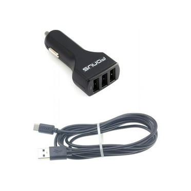 36W Car Charger for iPhone 16/Pro/Max/Plus - 3-Port USB 4.8A Type-C Cable 6ft Power for iPhone 16/Pro/Max/Plus