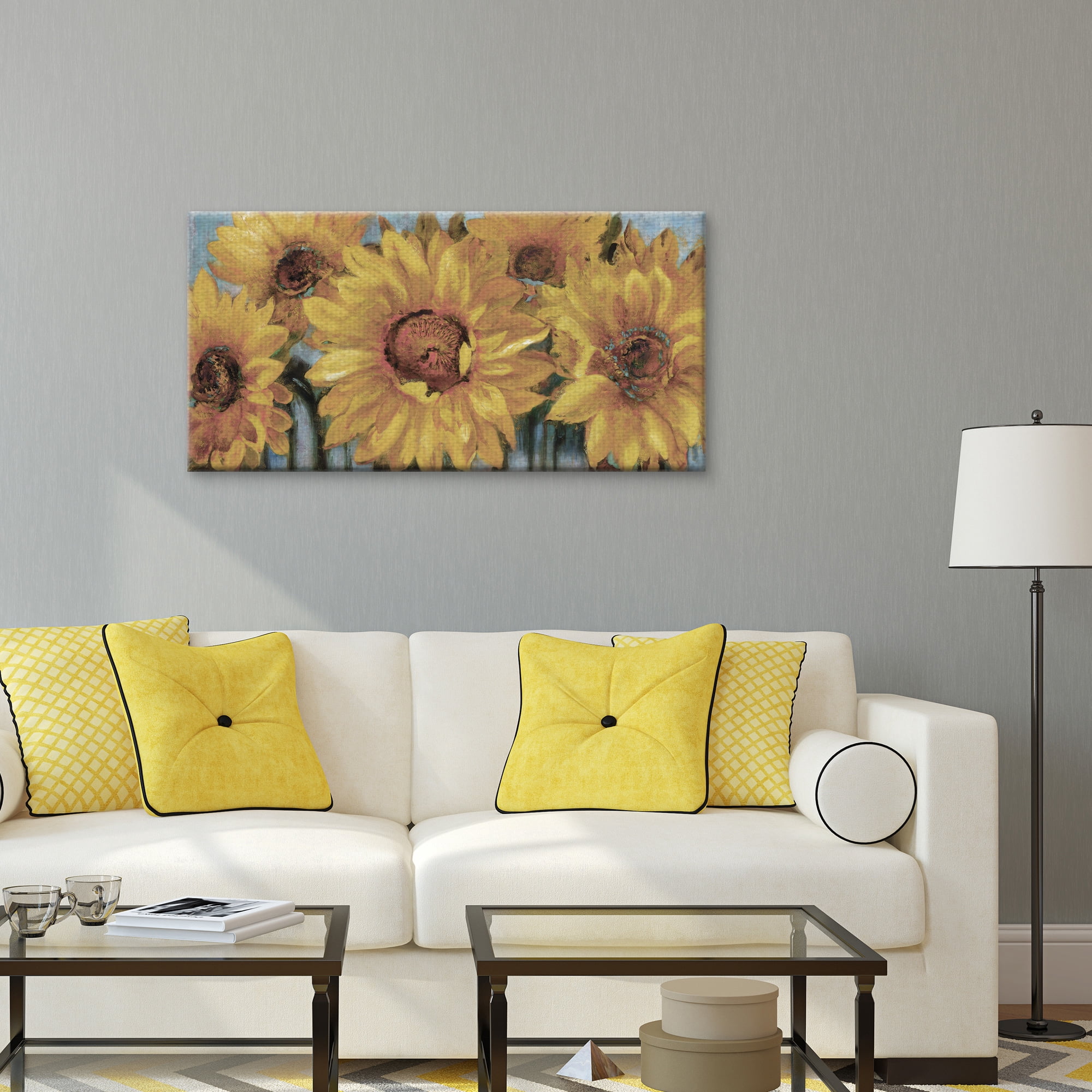 Masterpiece Art Gallery Sunburst I Soft Sunflowers By Sandy Doonan Canvas Art Print 17" x 34"