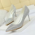thumbnail image 3 of Zapatos de tacón alto finos de novia a la moda, de lujo, puntiagudos, sexys, para noche, banquete, con diamantes de imitación, con un solo stiletto, para mujer, para oficina, 3 of 5