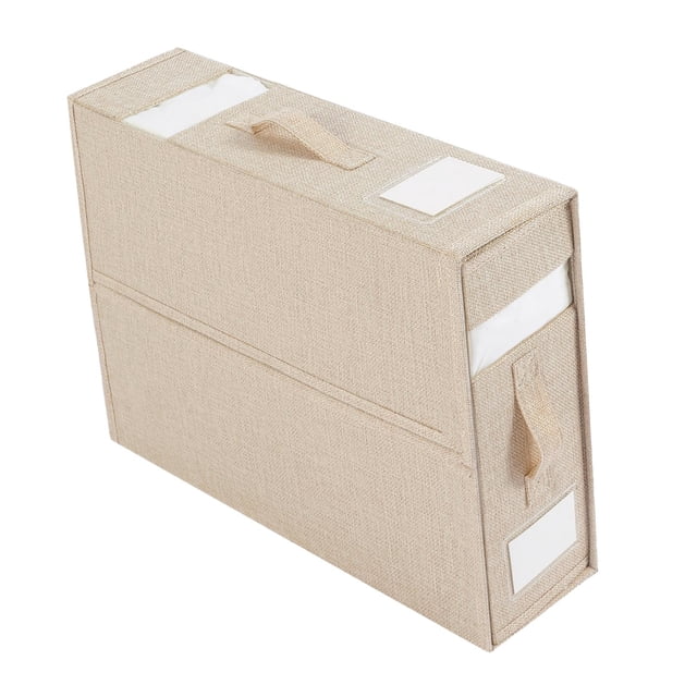 Organizador de ropa de cama, juego de sábanas, organizador plegable, contenedor de almacenamiento para organización del hogar, 14,96 pulgadas x 4,53 Beige
