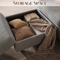 thumbnail image 3 of Modern L-Shaped Sectional Sofa with Storage Ottoman and 2 Cup Holders, Convertible 3-Seater Corduroy Couch with Side Pockets for Small Apartments, Living Room, Office, Light Gray, 3 of 5