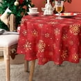 thumbnail image 5 of Christmas Tablecloth, Gold Snowflake Christmas Table Cloth for Winter, Red Buffalo Plaid Christmas Tablecloths, Waterproof Table Cover for Table, Kitchen, Dining, Holiday, 60 Inch Round, 5 of 5