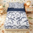 thumbnail image 2 of Erosebridal Vintage Blueprint Fossil Zipper Queen Comforter Set with Fitted Sheet and 2 Pillowcases,Dino Skull Bone Zipper Bedding Set,Navy White,4 Pieces,Navy Blue Reversible, 2 of 6