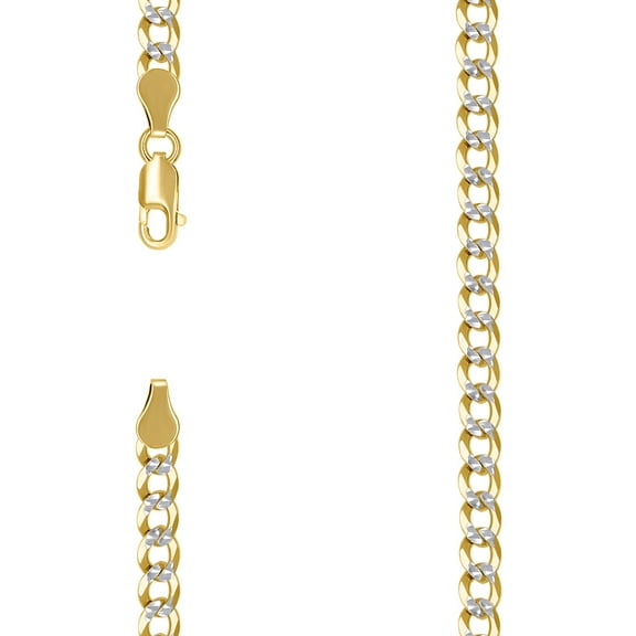 925 Sterling Silver Solid Super Flat Comfort Curb Chain Two-tone 5.2mm Necklace 16 Inch Chain Necklace for Women and Men
