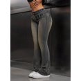 thumbnail image 4 of Dark Wash Low Rise Belted Flare Leg Jeans With Decorative Buckle Waistband, 4 of 30