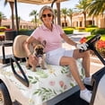 thumbnail image 3 of Golf Cart Seat Covers for 2 Seater,Pink Green Botanical Microfiber Cart Seat Towel Blanket,Spring Watercolor Floral Leaf Plant Absorbent NonSlip Bench Seats Protector for Golf Course 51"x31", 3 of 9