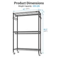 thumbnail image 4 of VIPEK R2 Plus Heavy Duty Rolling Garment Rack, 3-Tier Mobile Clothes Rack with Double Hanging Rods & Side Hooks, Adjustable Freestanding Wardrobe Storage, Black, 4 of 10