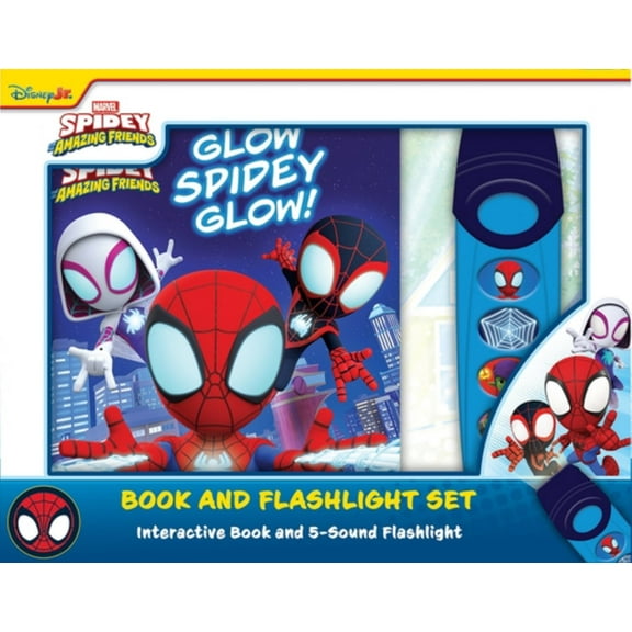 Disney Junior Marvel Spidey and His Amazing Friends: Glow Spidey Glow! Book and 5-Sound Flashlight Set (Hardcover)