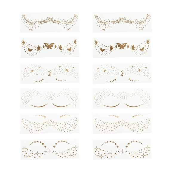 Unique Bargains 12 Pcs Fashionable Temporary Tatto Bronzing Fake Tattoos Gold Tone