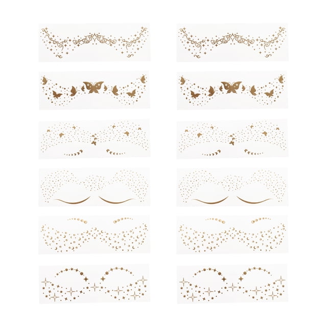 Unique Bargains 12 Pcs Fashionable Temporary Tatto Bronzing Fake Tattoos Gold Tone