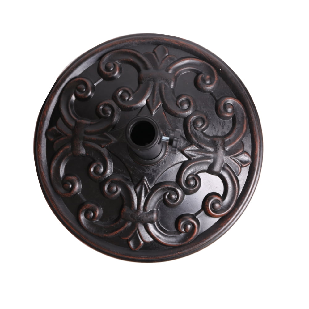 27.20 lbs Round Resin Umbrella Base, Bronze Heavy-Duty Patio Umbrella Stand for Outdoor Use