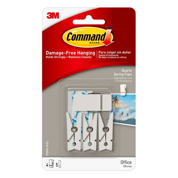 Command Quartz Spring Clip, 4 Clips, 5 Strips Per Pack