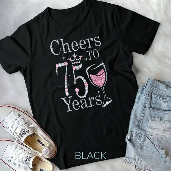 Cheers To 75 Years 75th Birthday Tee And Gift Themed Graphic Design Print Unisex T-Shirt Y0611, Up to Size 5XL