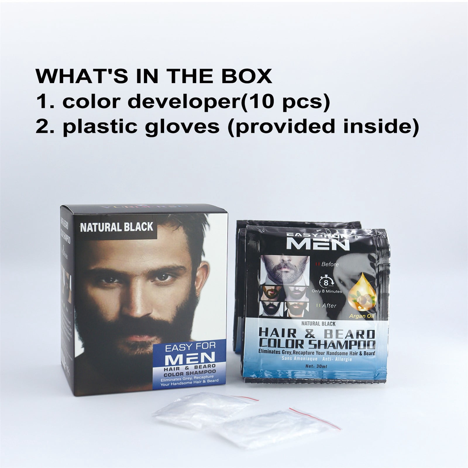 Men Beard Dye For Men With Brush Included For Easy Application With Aloe And Coconut Oil For Facial Hair