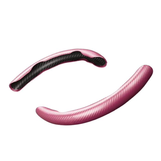 Funda para volante de coche Riwesomey Fibra de carbono PVC Rosa