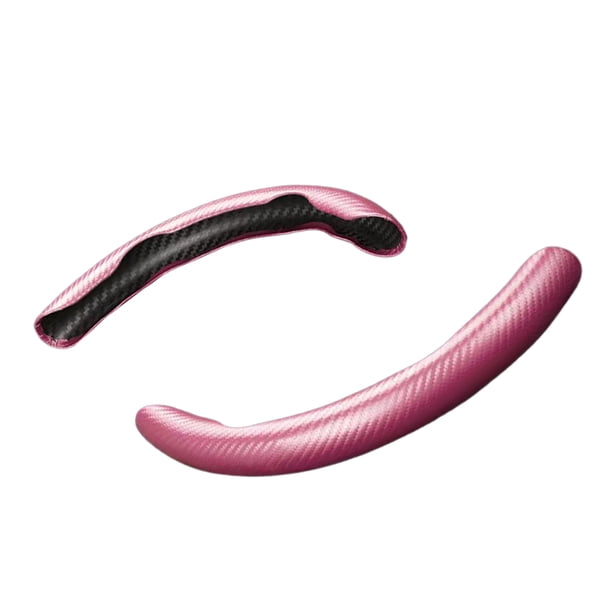 Funda para volante de coche Riwesomey Fibra de carbono PVC Rosa