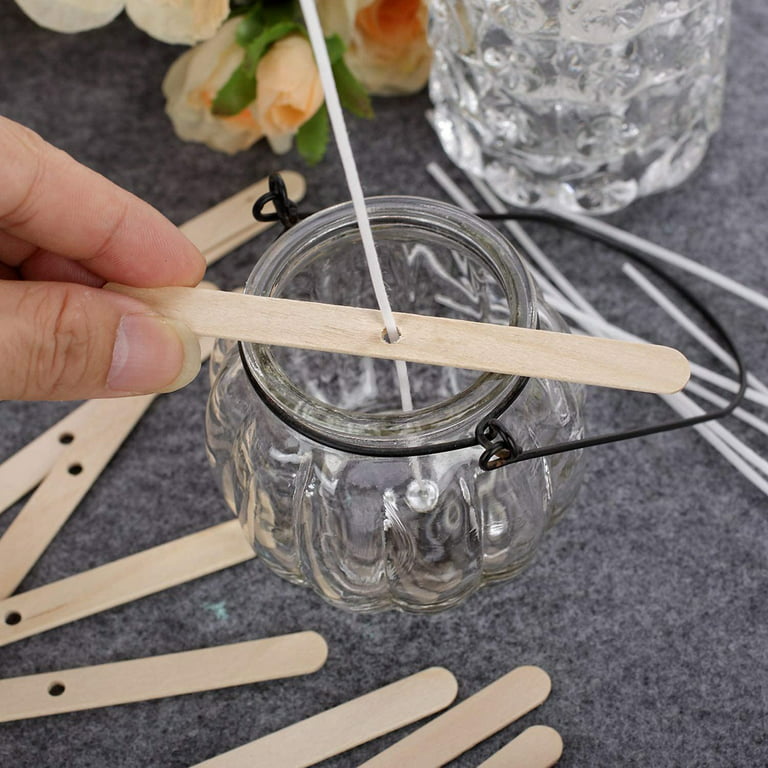 200X Candle Making Kit,Wooden Candle Wick Holders,Candle Wick  Sticker,Candle Wicks Candle Centering Tool for Candle 