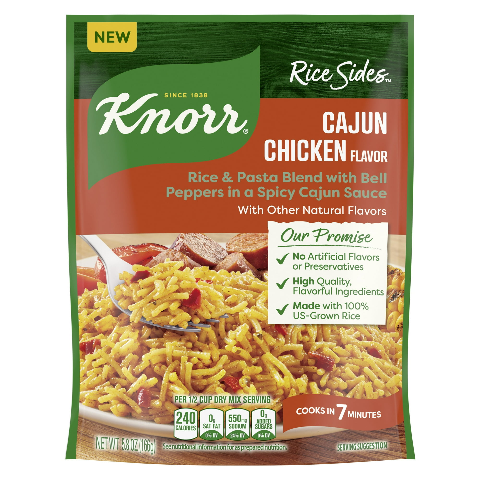 Knorr No Artificial Flavors Cajun Chicken Flavor Rice Sides, 5.8 oz Regular Pouch