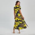 thumbnail image 2 of Yellow Brown And Black Camouflage Printed Short Sleeve Maxi Dress, Camo Camouflage Fashion Summer Maxi Dress For Women, 2 of 4