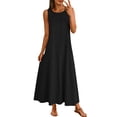 thumbnail image 2 of Uootdi Robes Maxi pour Femmes Col Rond Sans Manches Robes Amples avec Poches Décontractées Longues Robes d'Été pour la Plage Cadeau, 2 of 8