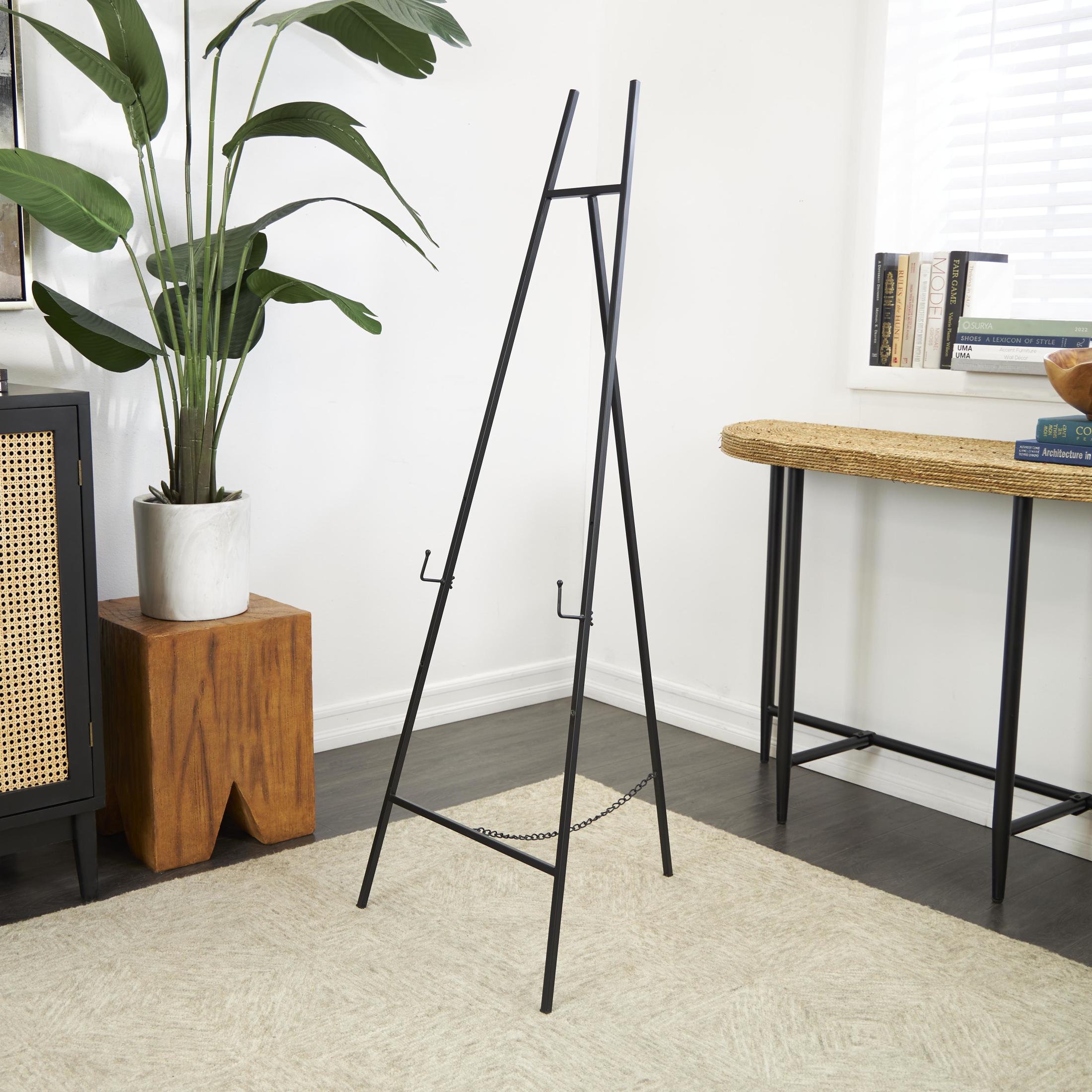 DecMode 20" x 56" Black Metal Tall Adjustable Floor 3 Tier Easel, 1-Piece