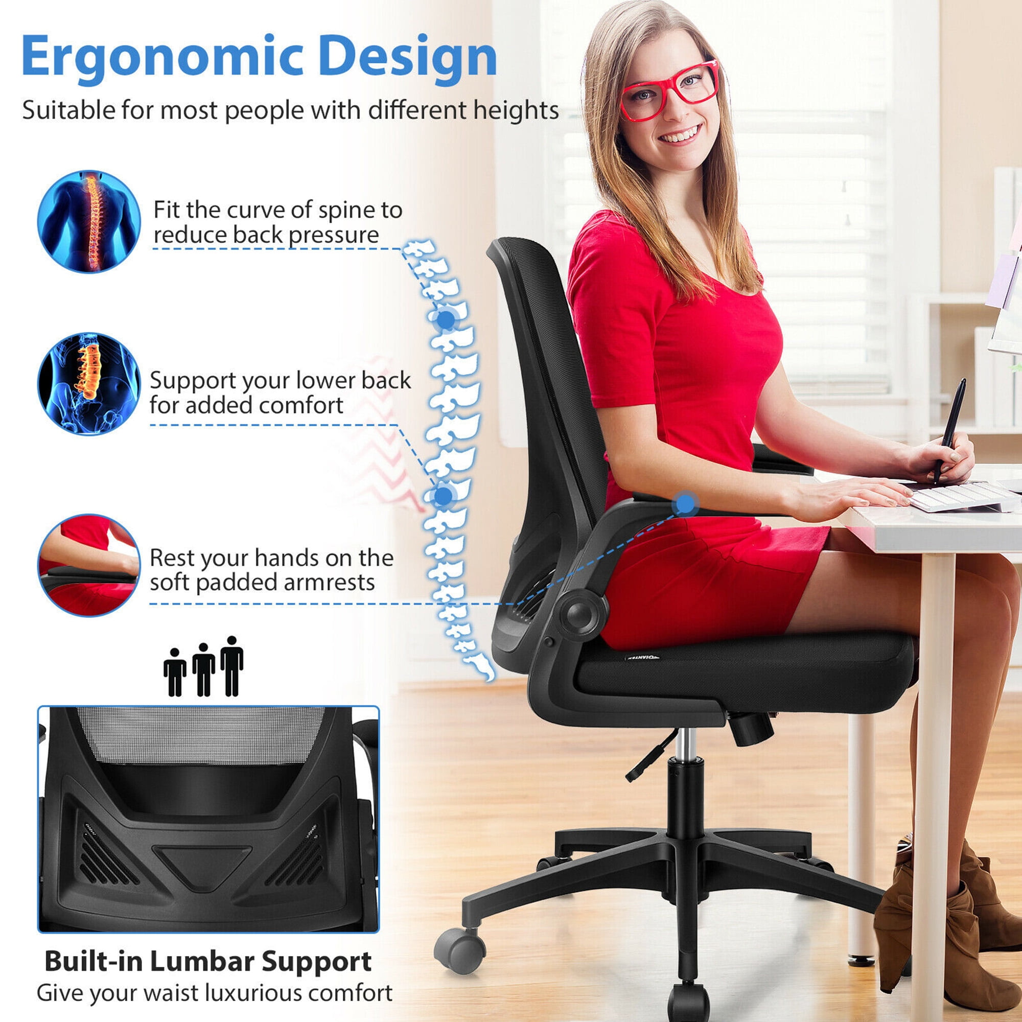 Office chair with folding backrest new arrivals