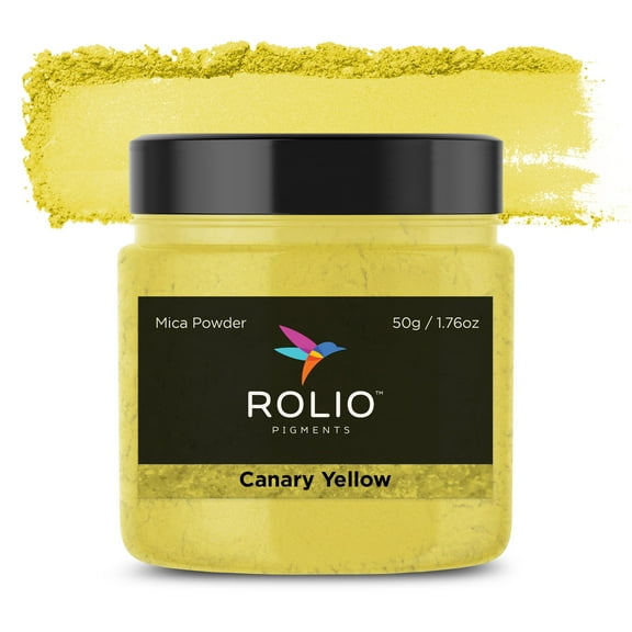 Rolio Premium Mica Powder - Canary Yellow (50G / 1.76oz) - 1 Jar of Yellow Pigment Powder for Epoxy Resin, Dye, Soap Making, Nail Polish, Paint, Candle Making, Bath Bombs, Slime