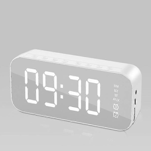 Multifunctional LED Digital Alarm Clock, Azultooth Speaker, Bedside Desktop Luminous Electronic Music Box (White)