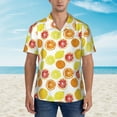 thumbnail image 2 of Honeii Lemon Orange Print Men’s Hawaiian Shirt,Classic Button-Down Short Sleeve Shirt, for Beach, Vacation, and Outdoor Activities,Small, 2 of 7