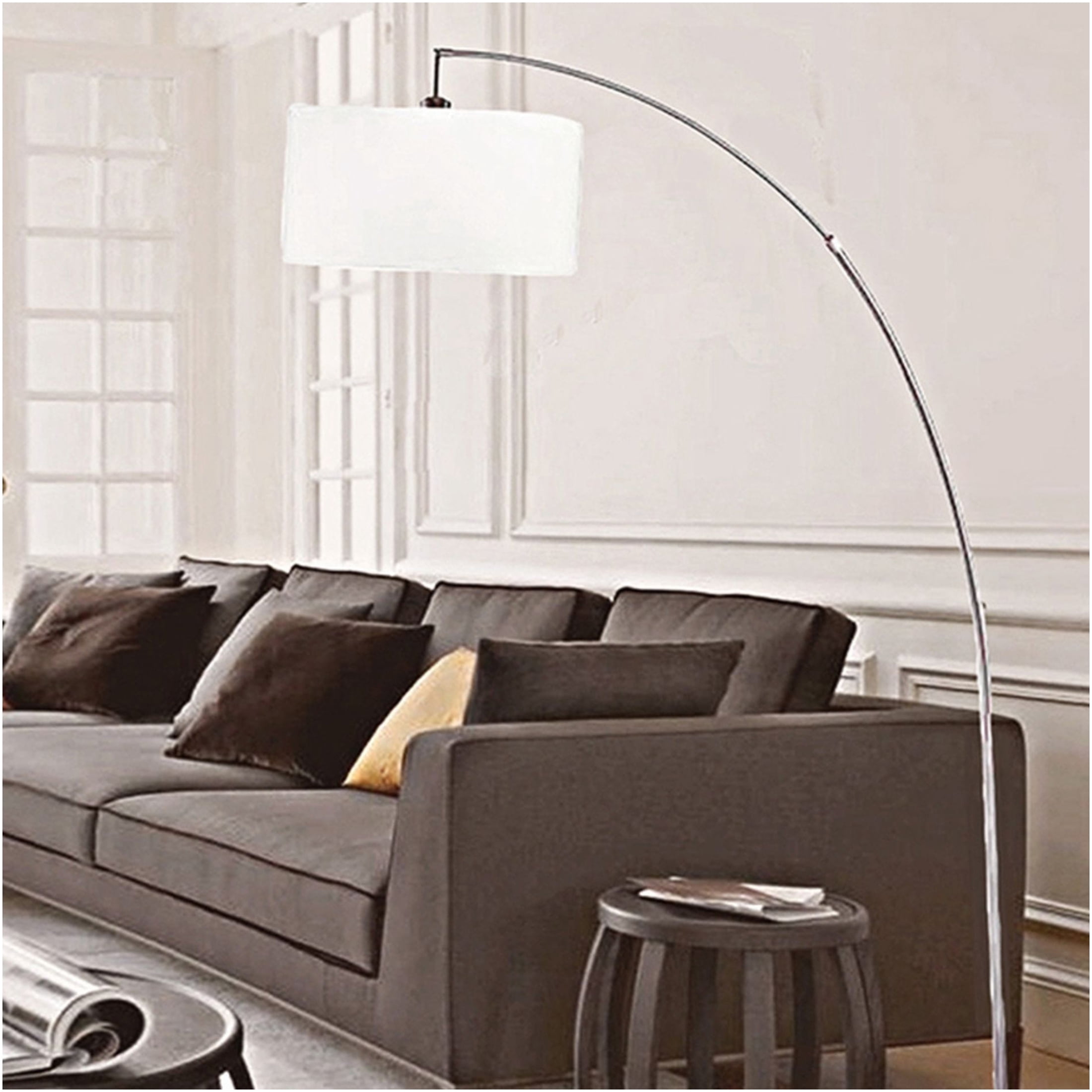 JERFIT Modern Arc Floor Lamp with Marble Base, Adjustable Arch Reading Light for Living Room, Bedroom, Office