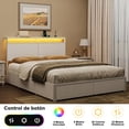 thumbnail image 3 of Fabato Base Cama Matrimonial - 4 cajones de Almacenamiento - Cabecera Matrimonial con Luces Led, 1 Puerto USB, 1 Puerto C - 13 Soportes de Metal y topes Antideslizantes (Blanco), 3 of 7