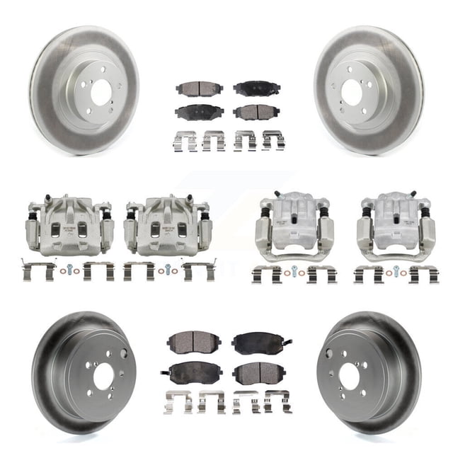 Transit Auto Front Rear Disc Brake Caliper Coated Rotors and Ceramic Pads Kit (10Pc) for Car 2012 Subaru Legacy 2.5L with Turbocharged with 292mm Diameter Rotor KCG-100850T