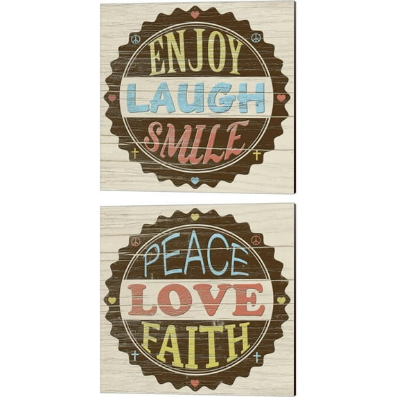 Great Art Now Seal of Laughter & Love by Alonzo Saunders 2 Piece Canvas Art Set Each 14W x 14H