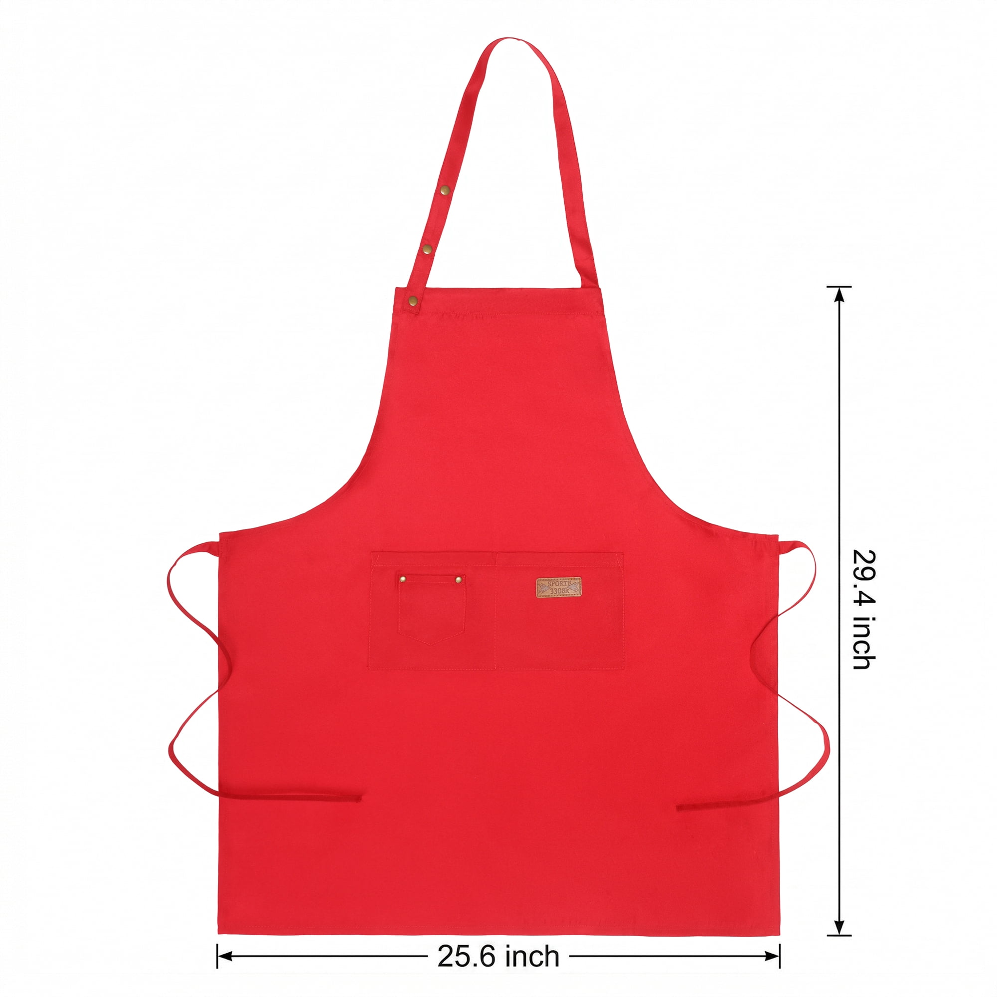 Unique Bargains Adjustable Cooking with Spacious Pockets Red