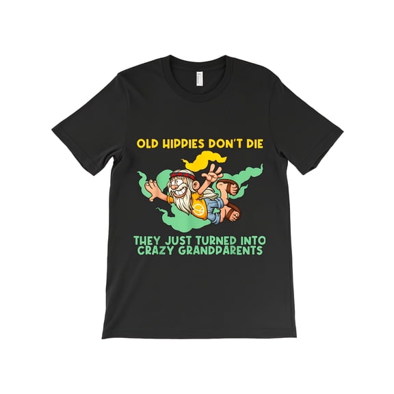 Funny Retro Old Hippies Don't Die Crazy Grandparents Peace Sign Graphic T-Shirt Vintage 70s Style Humor Tee for Men Women